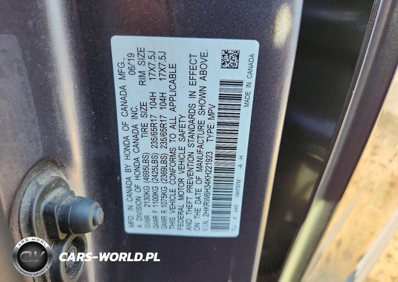 2019 Honda Cr-V Lx VIN:2HKRW6H34KH221923 - 13