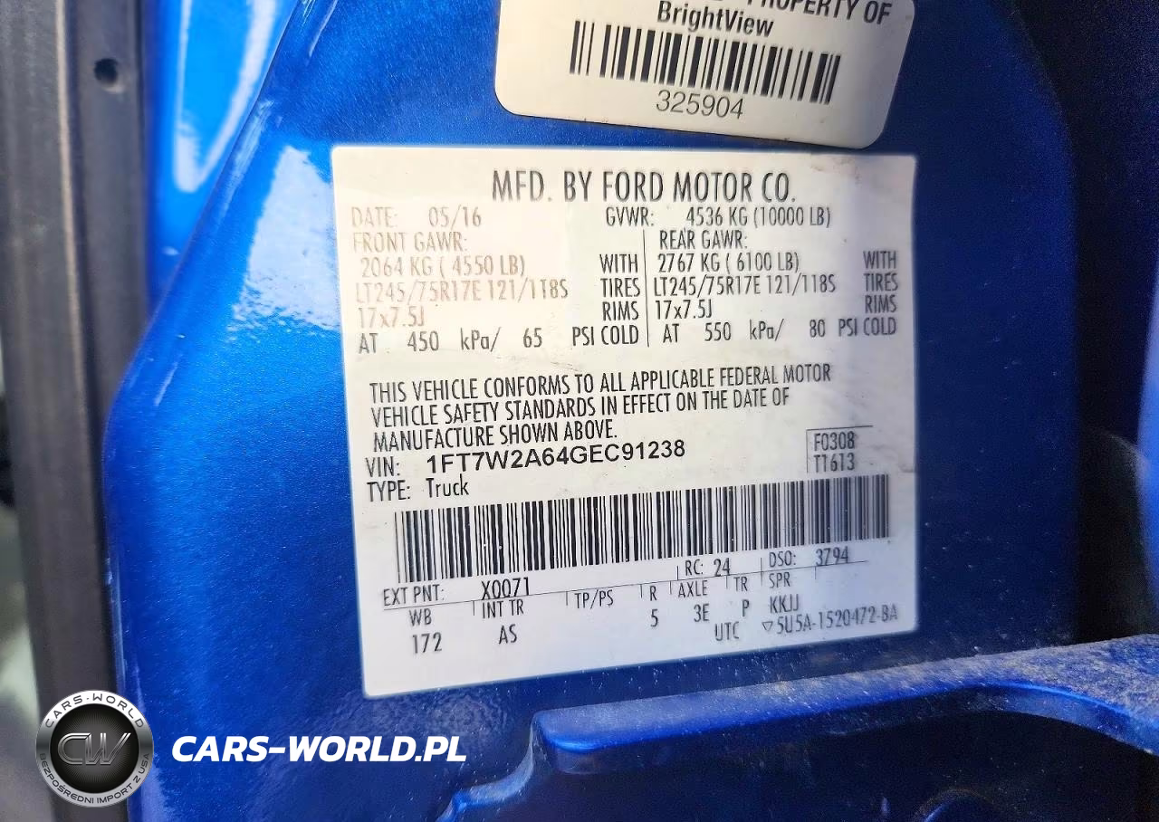 2016 Ford F250 Super Duty VIN:1FT7W2A64GEC91238 - 12