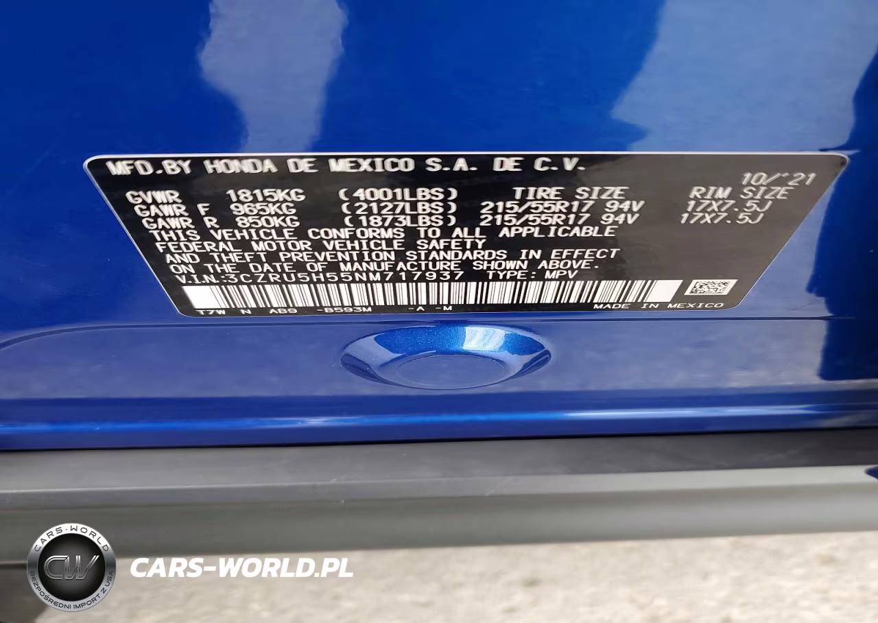 2022 Honda Hr-V Ex VIN:3CZRU5H55NM717937 - 13