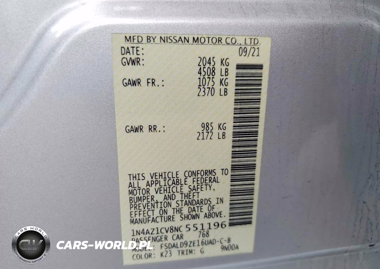 2022 Nissan Leaf Sv VIN:1N4AZ1CV8NC551196 - 13