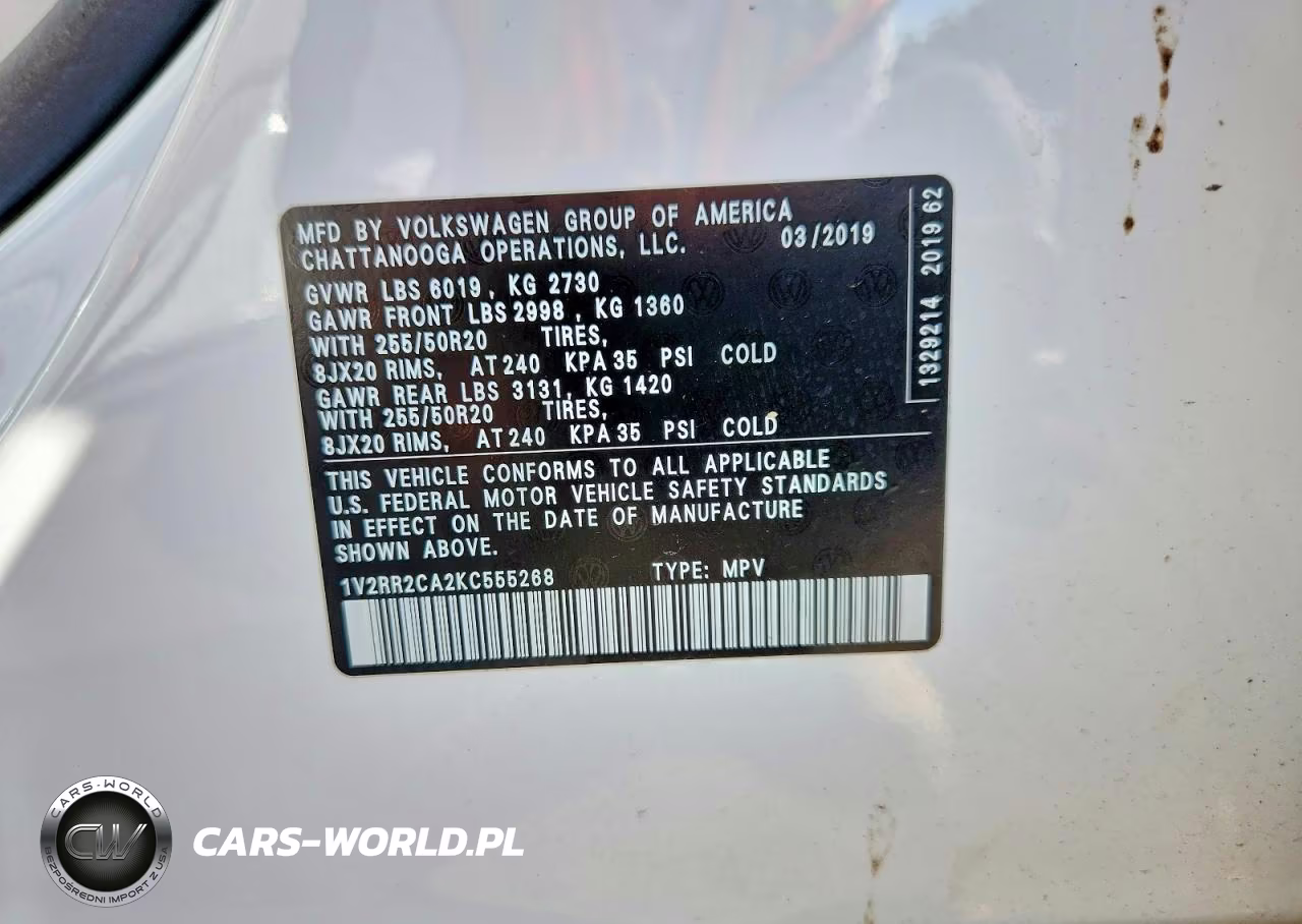 2019 Volkswagen Atlas Sel VIN:1V2RR2CA2KC555268 - 13