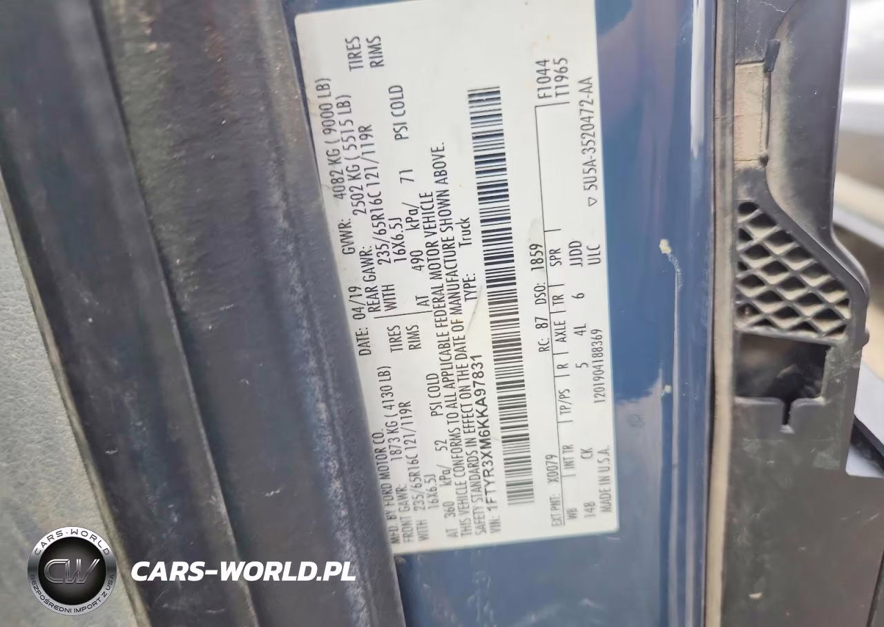 2019 Ford Transit T-250 VIN:1FTYR3XM6KKA97831 - 13