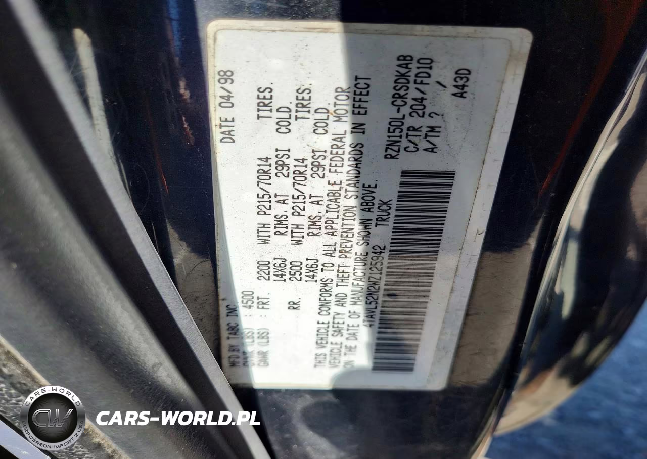 1998 Toyota Tacoma Base VIN:4TAVL52N2WZ125942 - 12