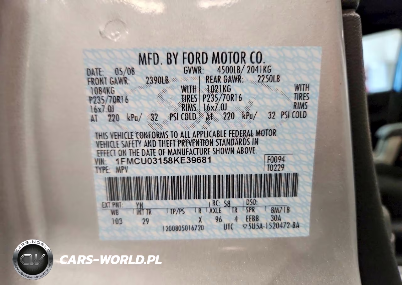 2008 Ford Escape Xlt VIN:1FMCU03158KE39681 - 14