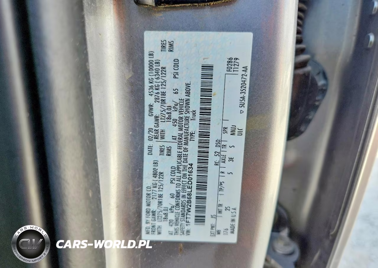 2020 Ford F250 Super Duty VIN:1FT7W2B68LED01634 - 12