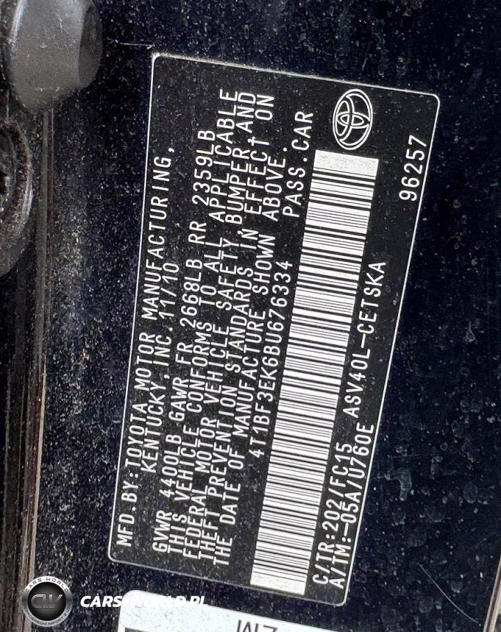 2011 Toyota Camry Se VIN:4T1BF3EK6BU676334 - 10