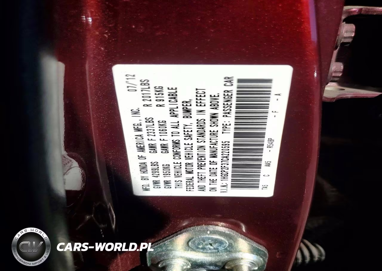 2012 Honda Accord Lx VIN:1HGCP2F37CA220595 - 13