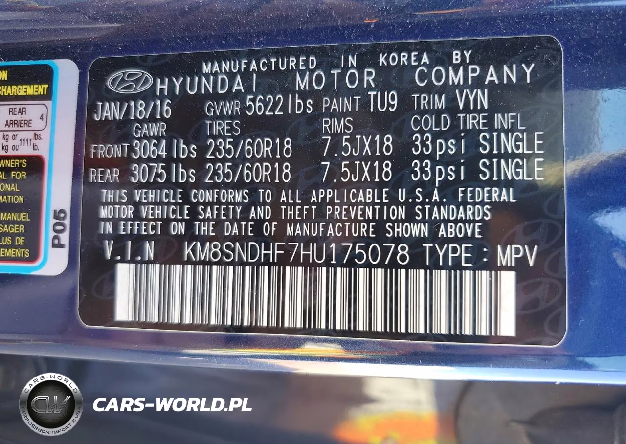 2017 Hyundai Santa Fe Limited VIN:KM8SNDHF7HU175078 - 13