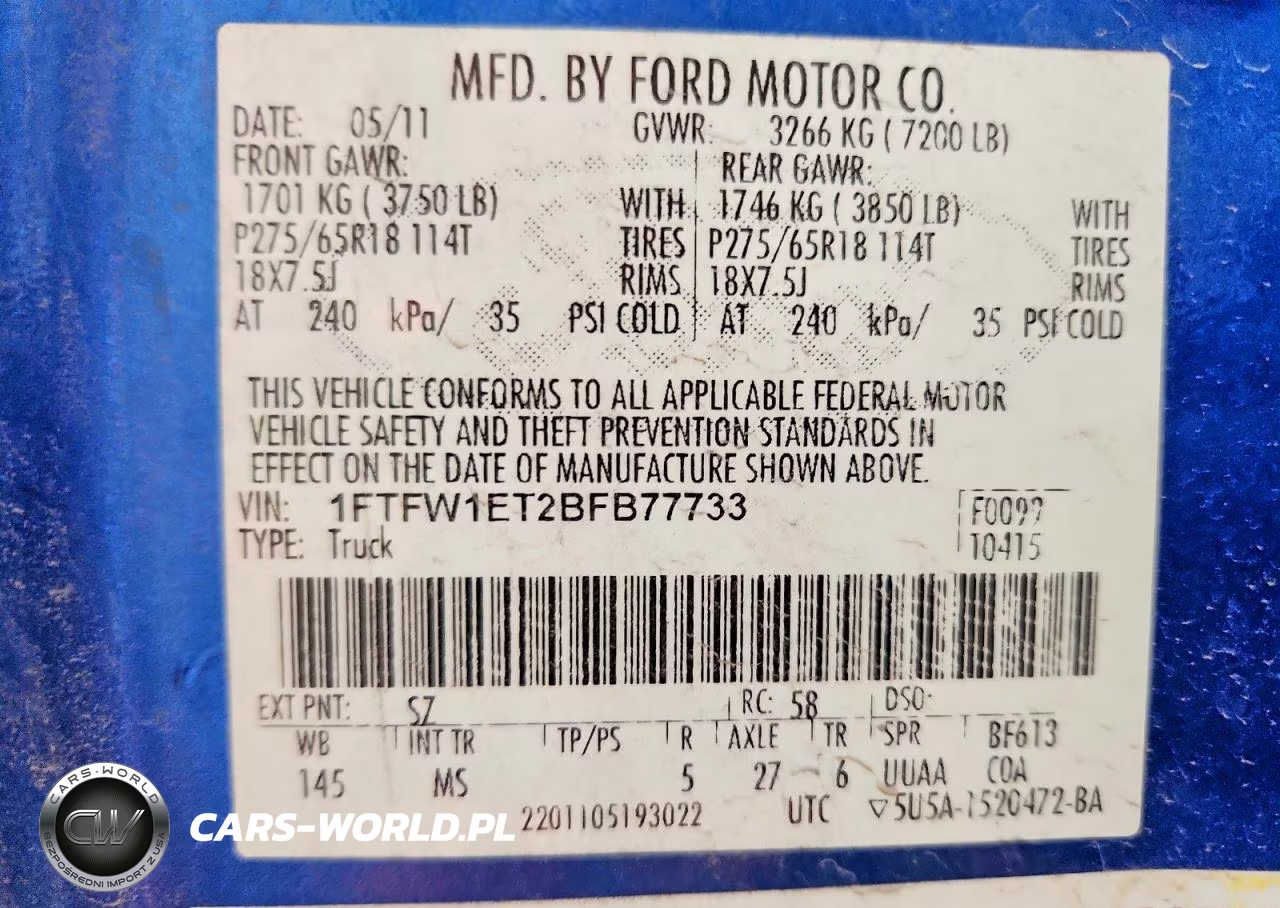 2011 Ford F150 Supercrew VIN:1FTFW1ET2BFB77733 - 12