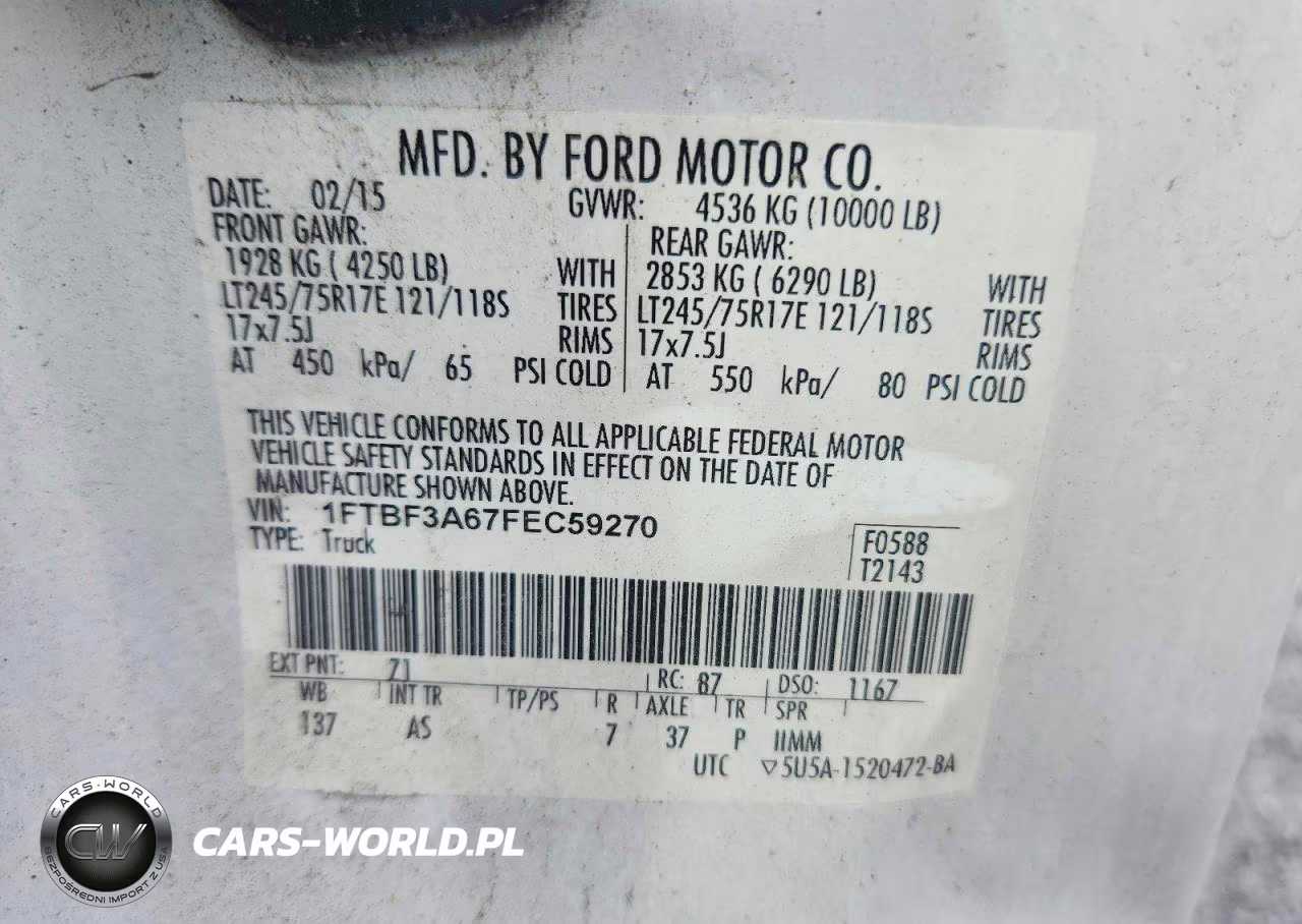 2015 Ford F350 Super Duty VIN:1FTBF3A67FEC59270 - 12