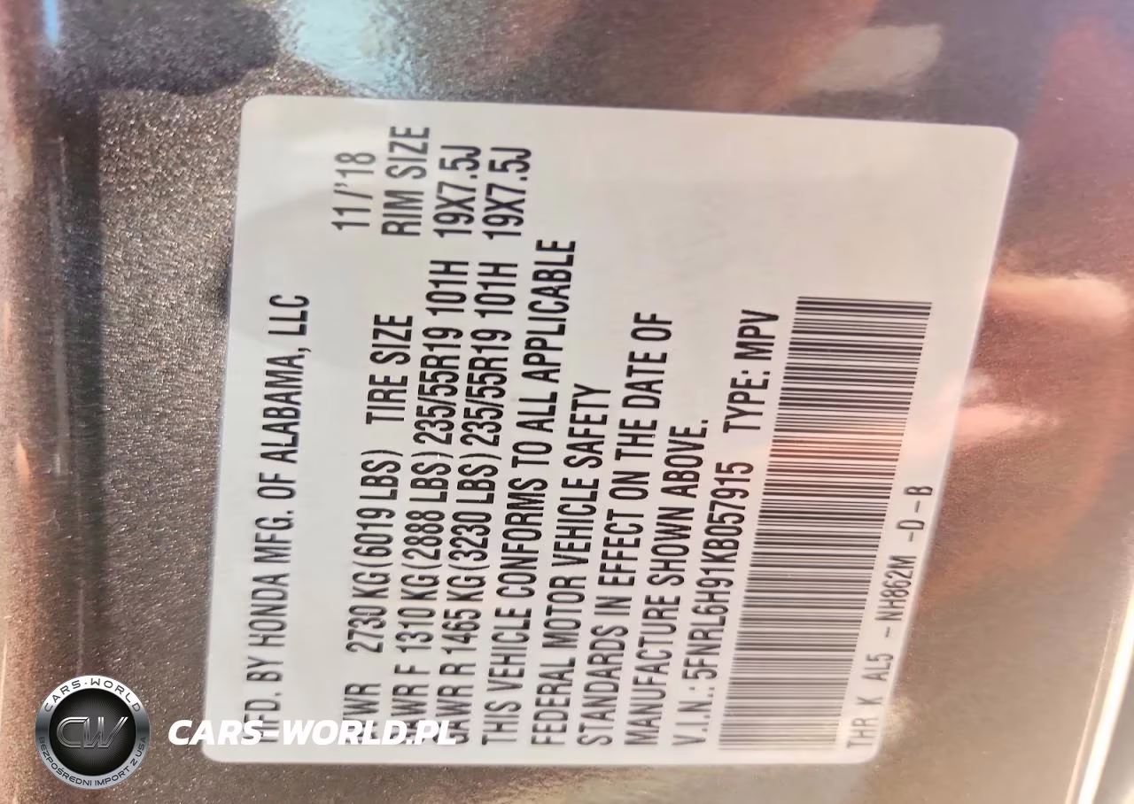 2019 Honda Odyssey Elite VIN:5FNRL6H91KB057915 - 13