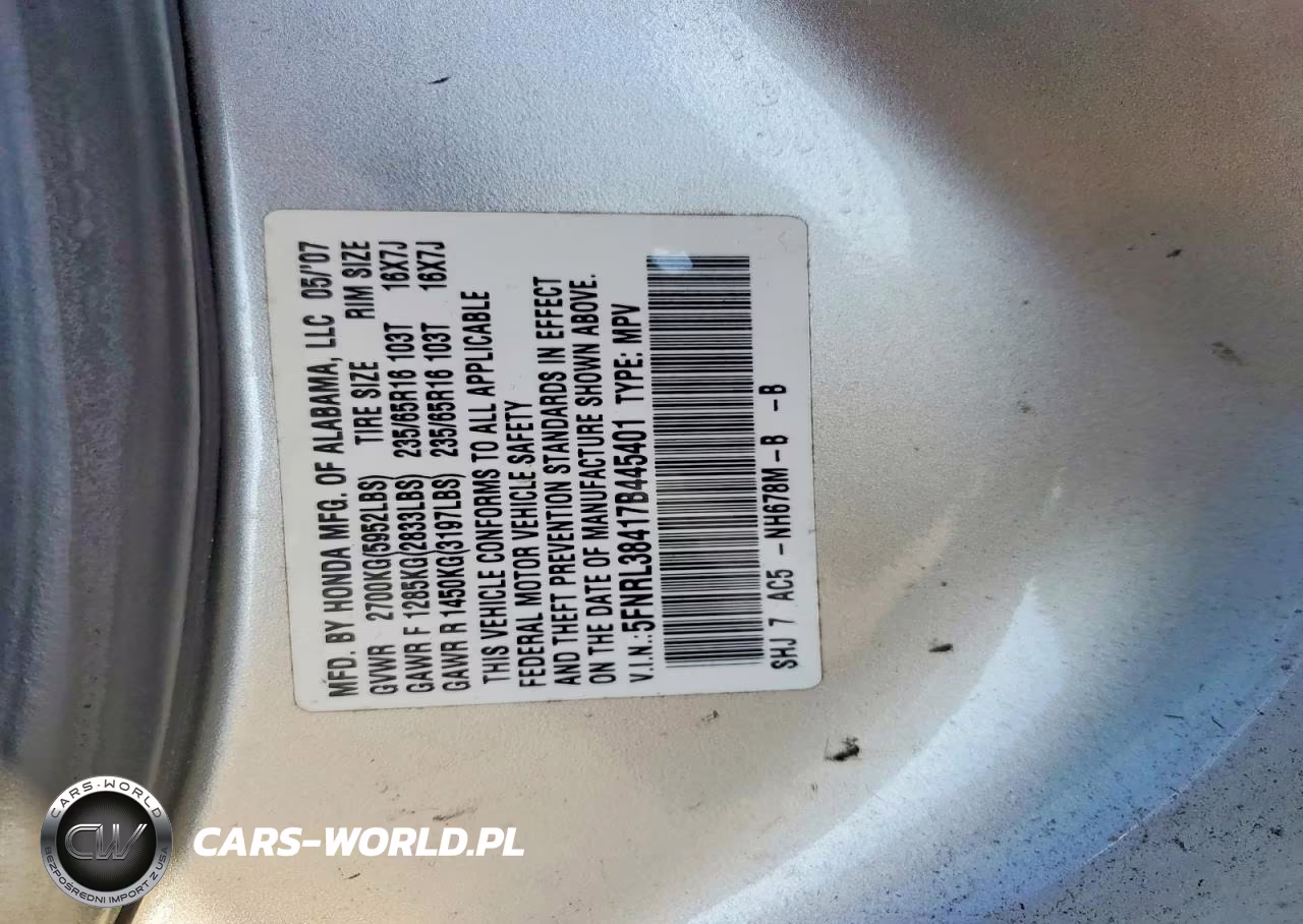 2007 Honda Odyssey Ex VIN:5FNRL38417B445401 - 13