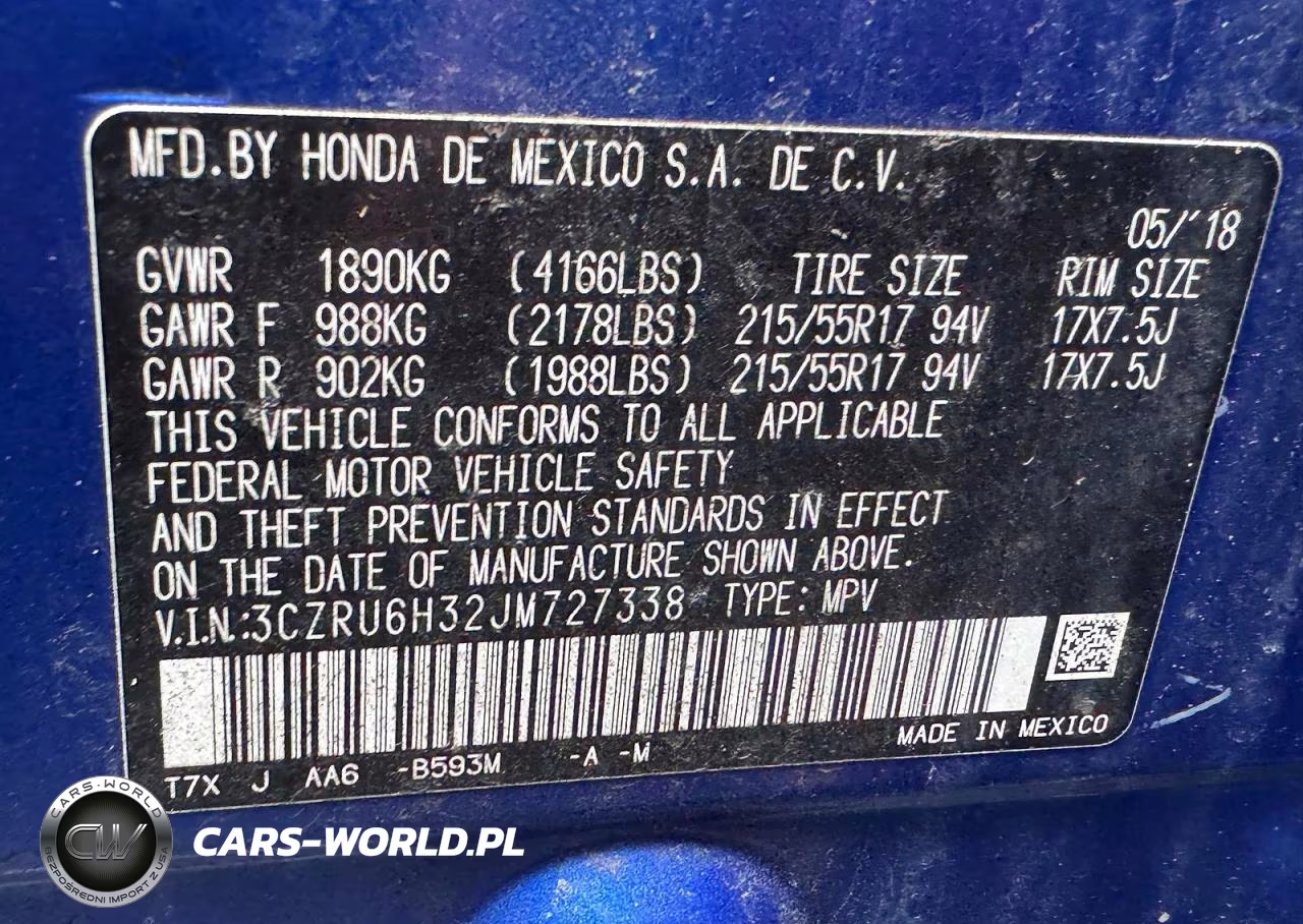 2018 Honda Hr-V Lx VIN:3CZRU6H32JM727338 - 10