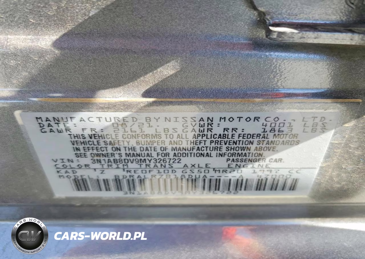 2021 Nissan Sentra Sr VIN:3N1AB8DV9MY326722 - 12
