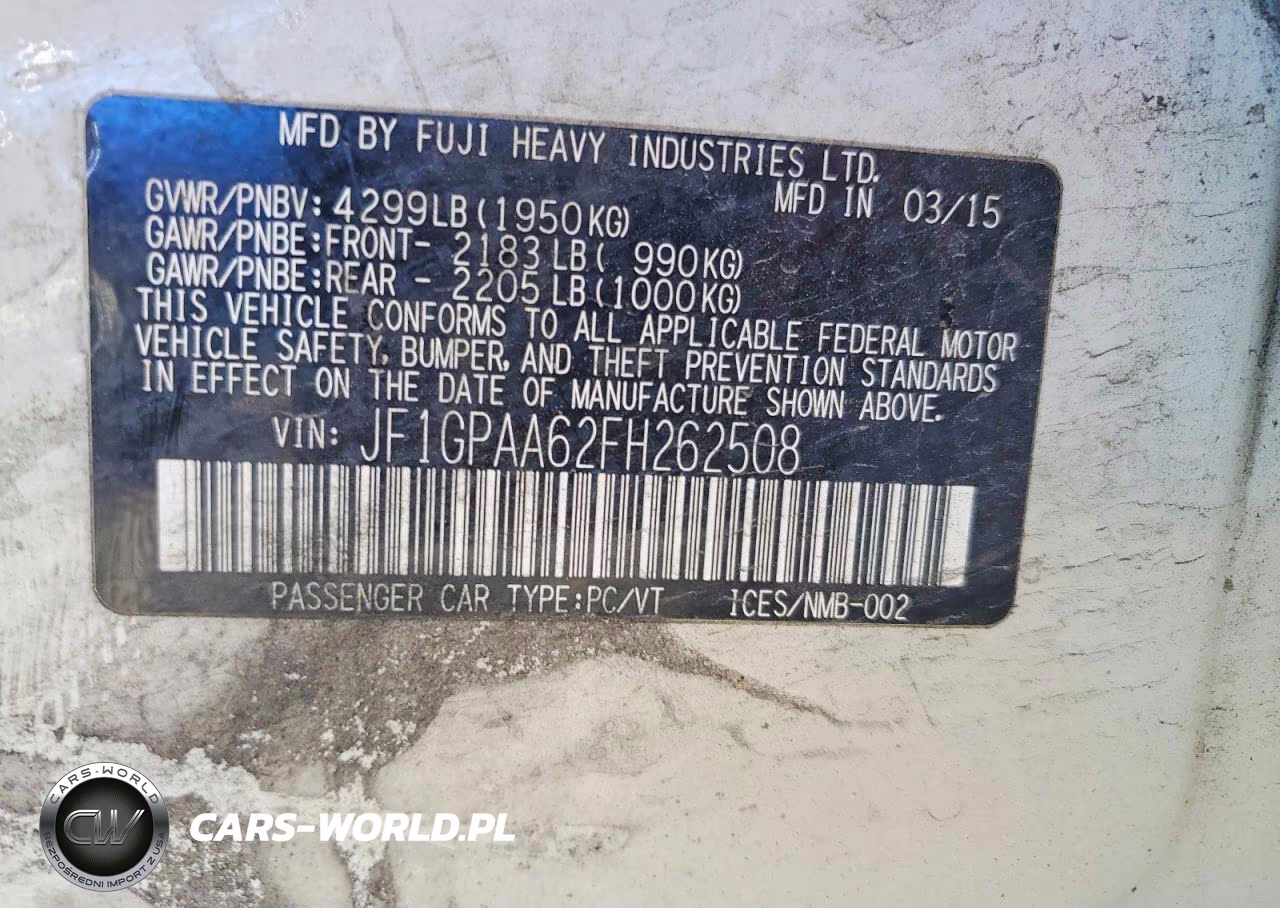 2015 Subaru Impreza VIN:JF1GPAA62FH262508 - 12