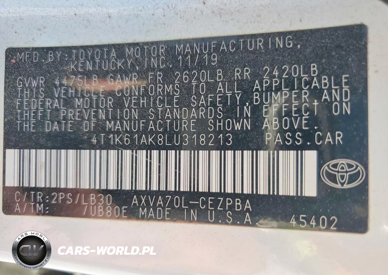 2020 Toyota Camry Xse VIN:4T1K61AK8LU318213 - 12