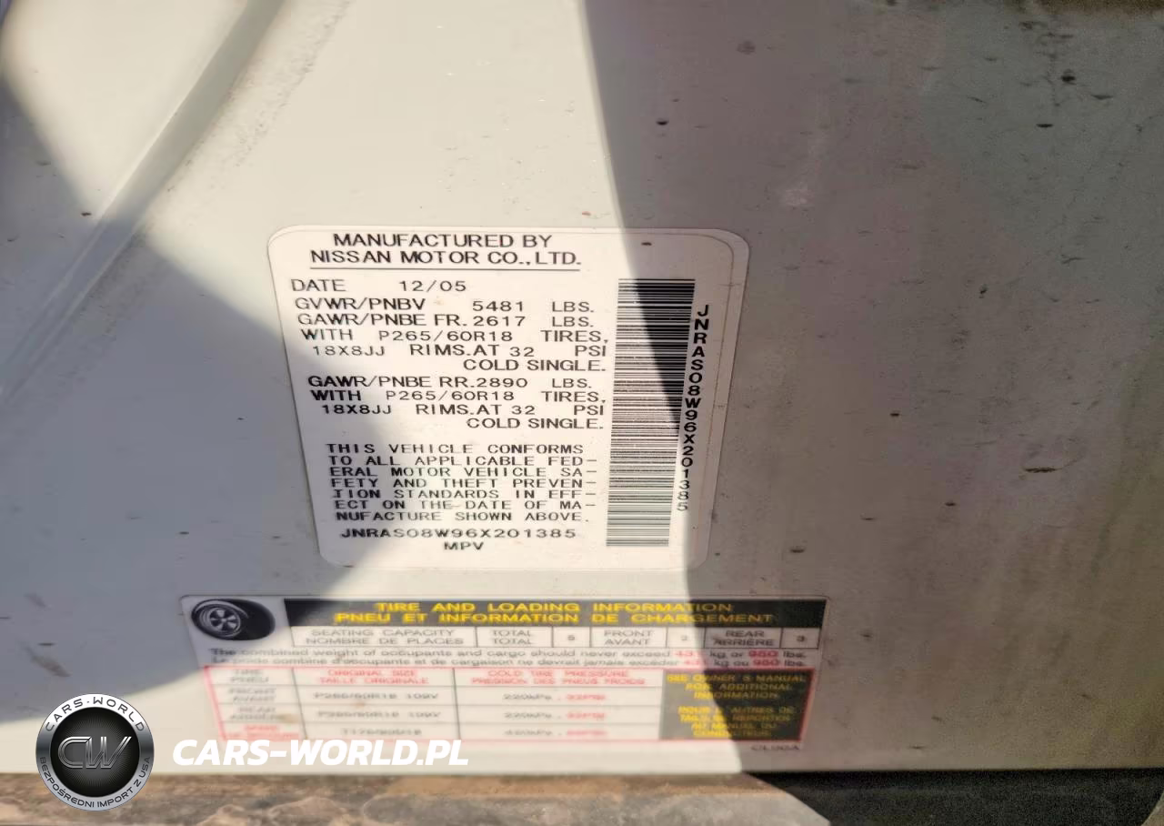 2006 Infiniti Fx35 Base VIN:JNRAS08W96X201385 - 13