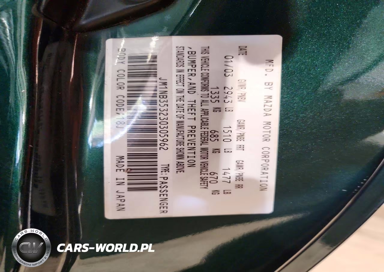 2003 Mazda Mx-5 Miata Base VIN:JM1NB353230305962 - 12