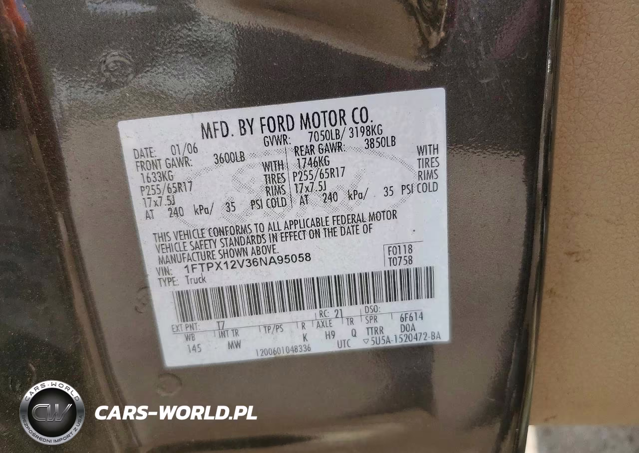 2006 Ford F150 VIN:1FTPX12V36NA95058 - 12