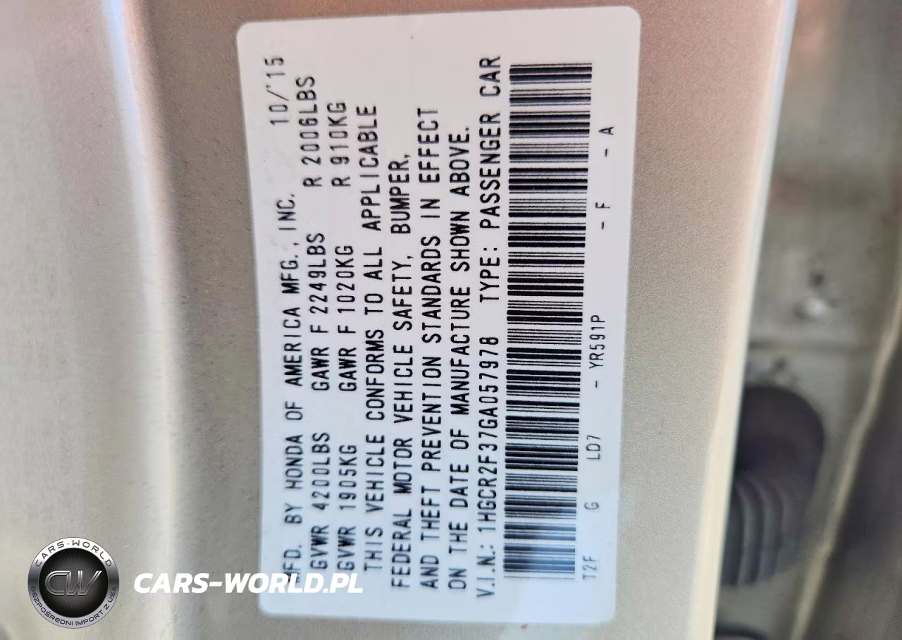 2016 Honda Accord Lx VIN:1HGCR2F37GA057978 - 12