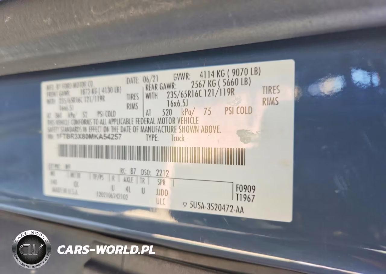 2021 Ford Transit 250 Delivery Van VIN:1FTBR3X80MKA54257 - 14