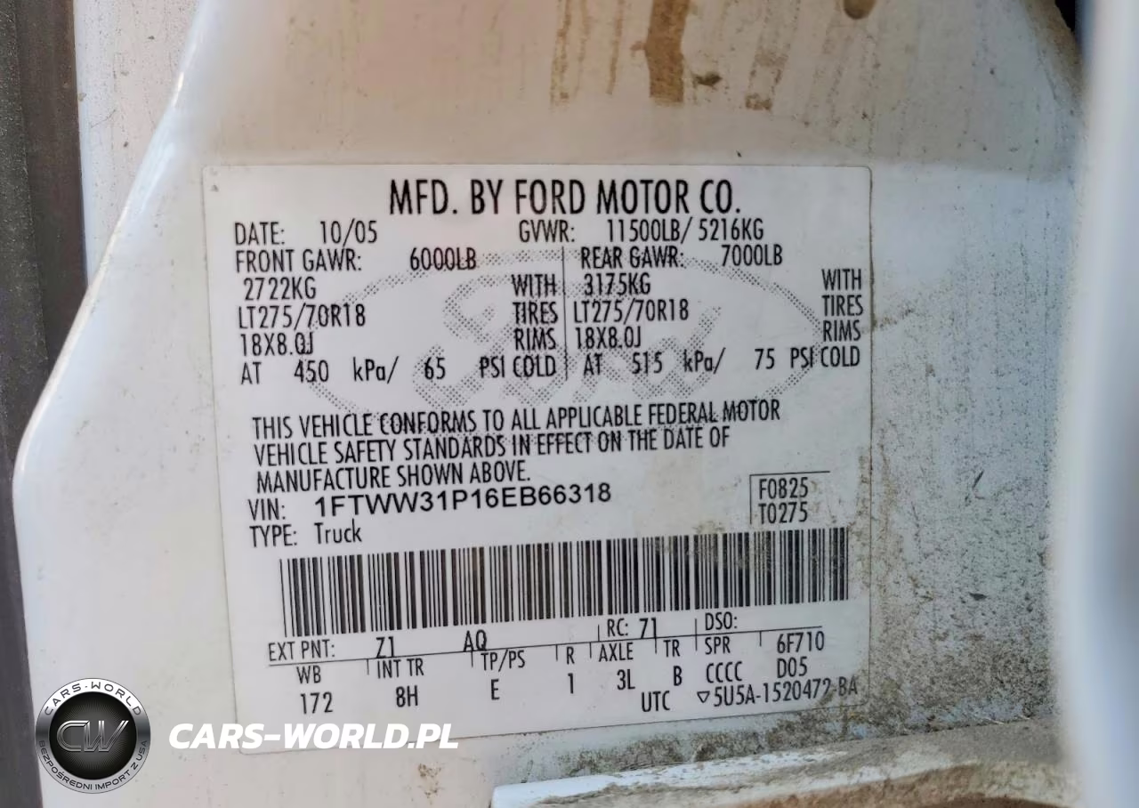 2006 Ford F350 Srw Super Duty VIN:1FTWW31P16EB66318 - 14