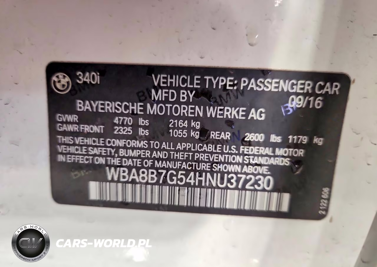 2017 BMW 340 Xi VIN:WBA8B7G54HNU37230 - 12