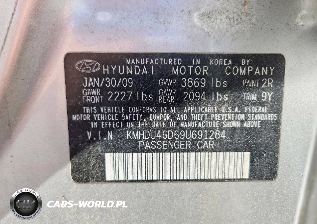 2009 Hyundai Elantra Gls VIN:KMHDU46D69U691284 - 12
