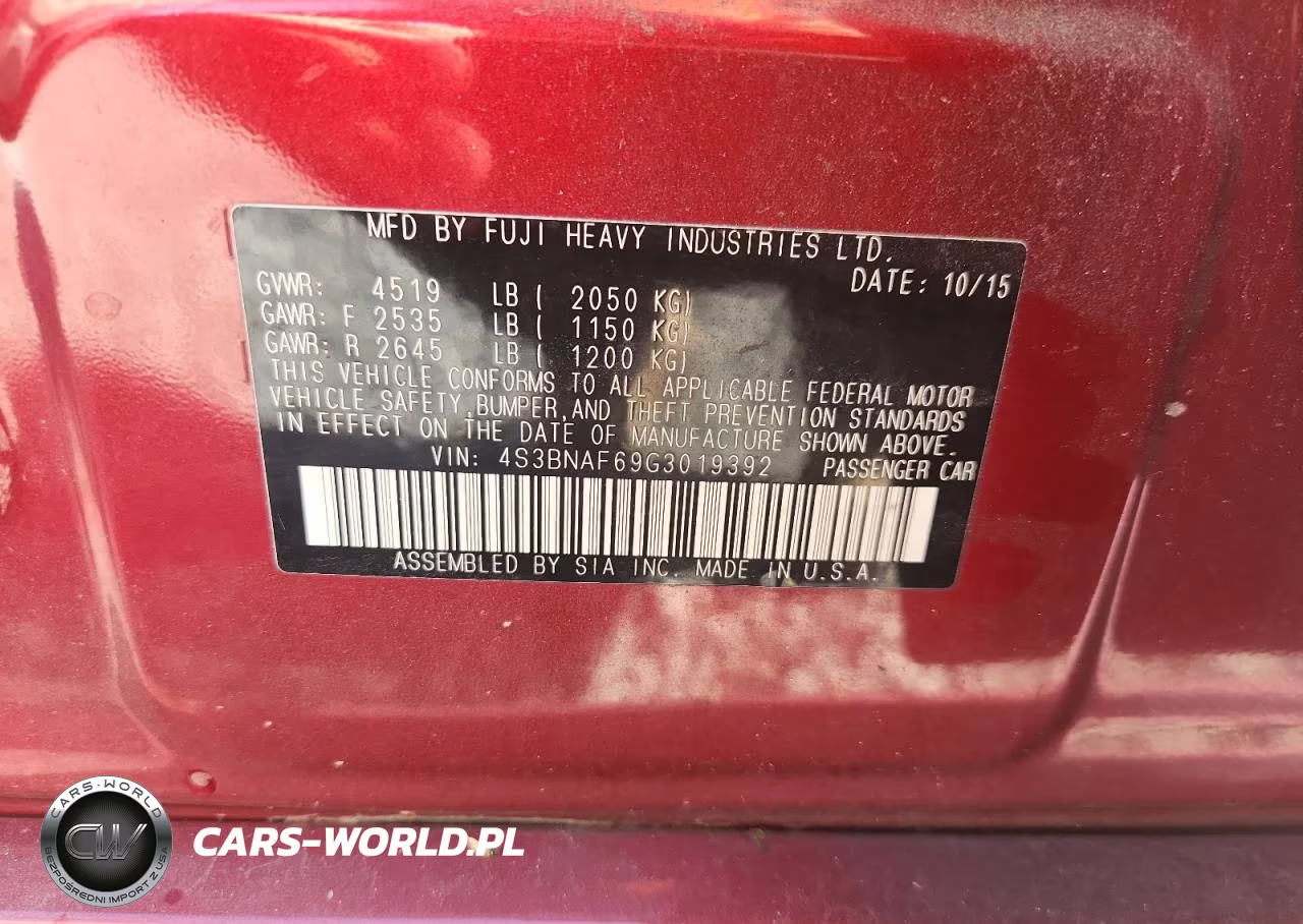 2016 Subaru Legacy 2.5I Premium VIN:4S3BNAF69G3019392 - 12