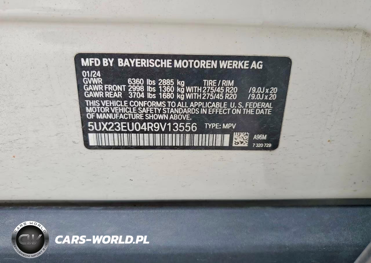 2024 BMW X5 xDrive40I VIN:5UX23EU04R9V13556 - 14