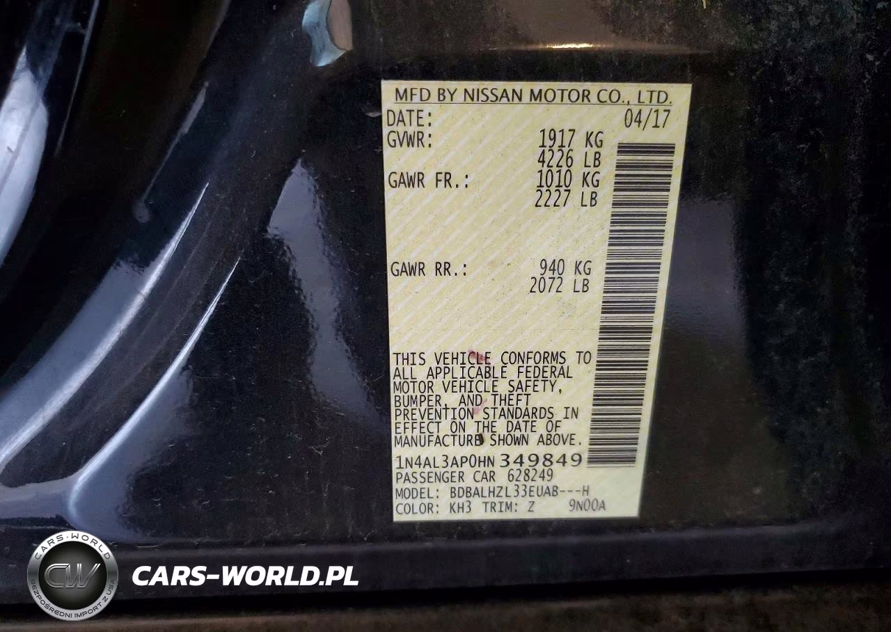 2017 Nissan Altima 2.5 Sr VIN:1N4AL3AP0HN349849 - 12