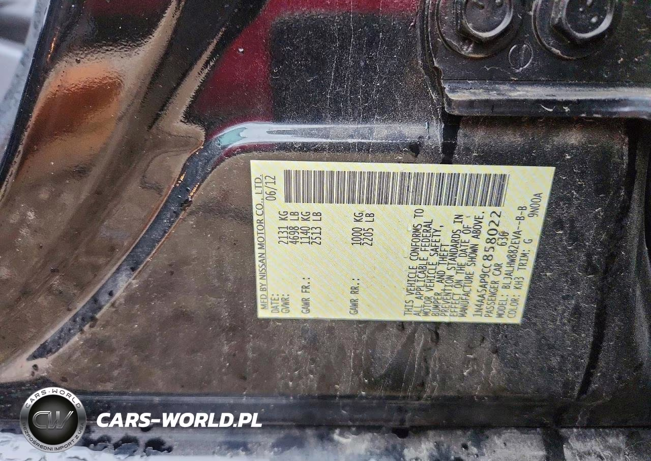 2012 Nissan Maxima 3.5 S VIN:1N4AA5AP9CC858022 - 12
