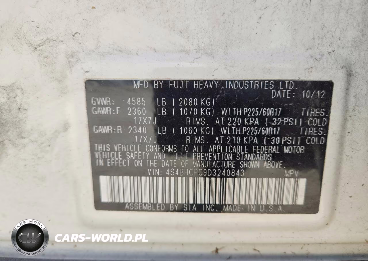 2013 Subaru Outback 2.5I Limited VIN:4S4BRCPC9D3240843 - 13