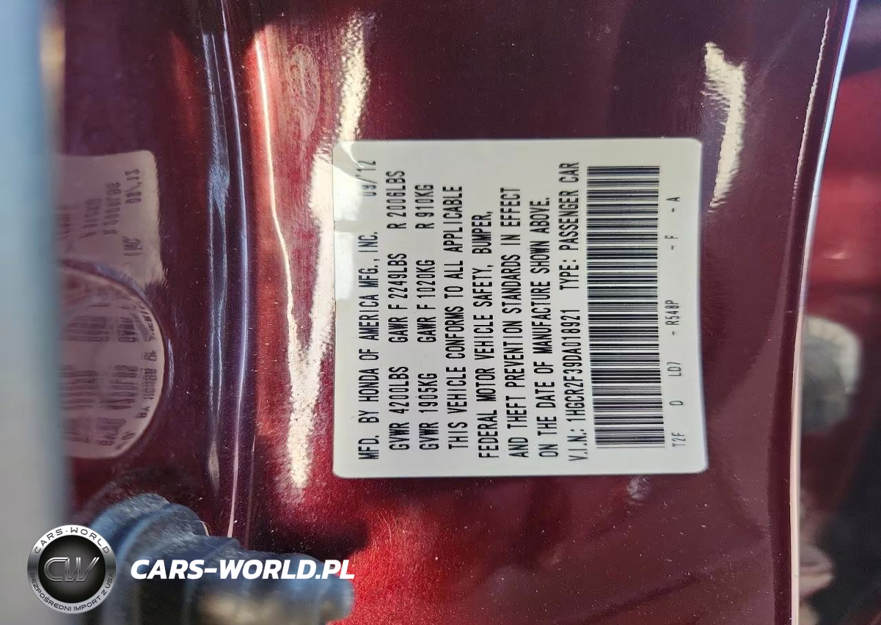 2013 Honda Accord Lx VIN:1HGCR2F39DA018921 - 13