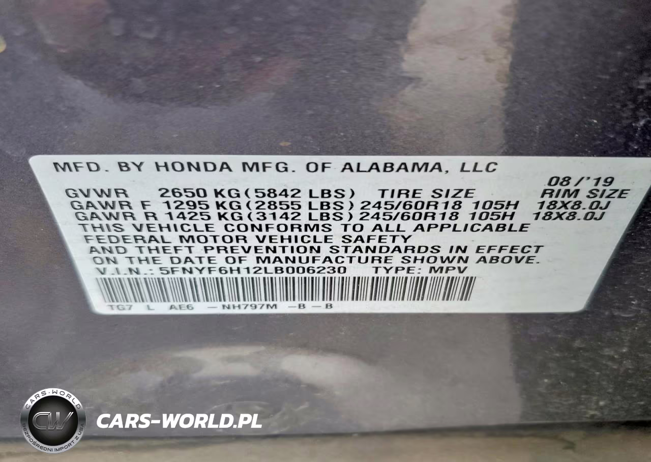 2020 Honda Pilot Lx VIN:5FNYF6H12LB006230 - 13