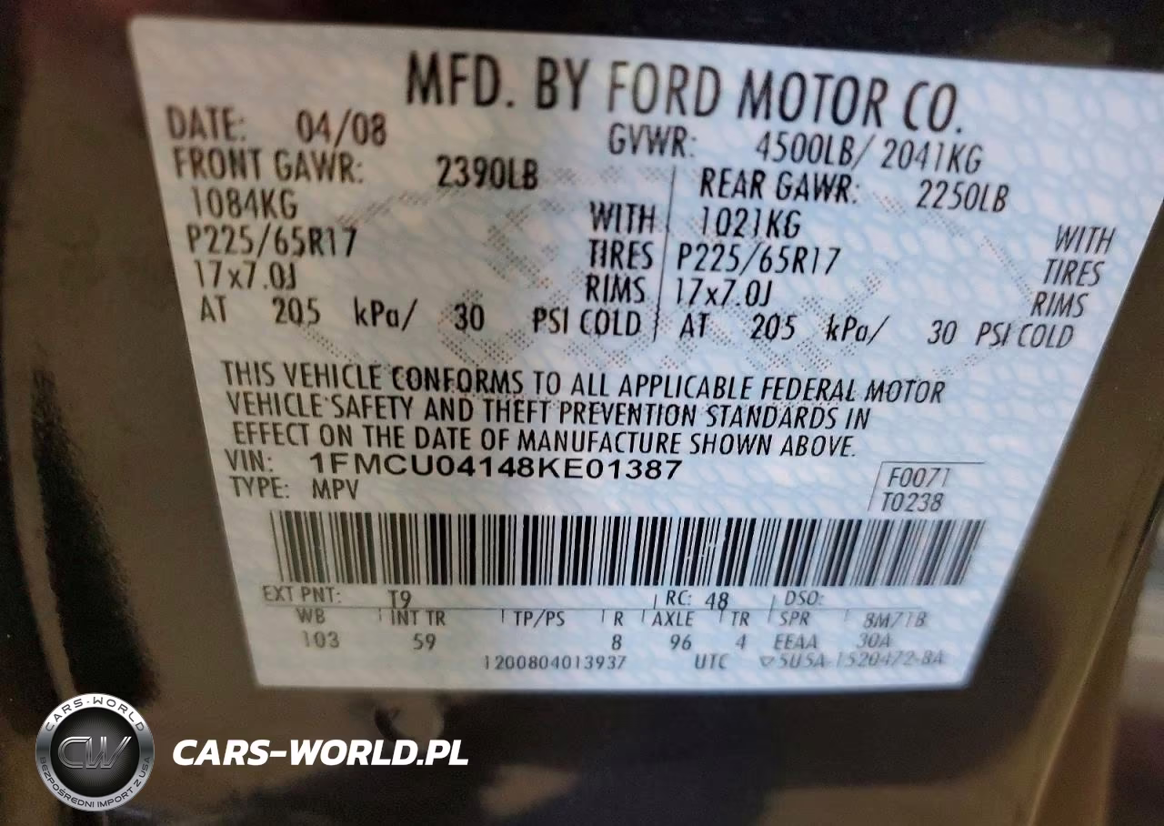 2008 Ford Escape Limited VIN:1FMCU04148KE01387 - 13