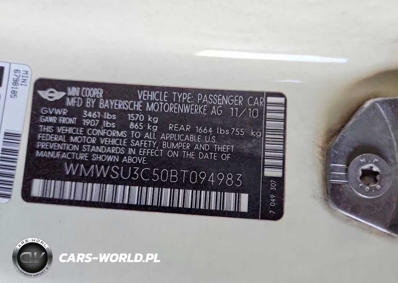 2011 Mini Cooper VIN:WMWSU3C50BT094983 - 12