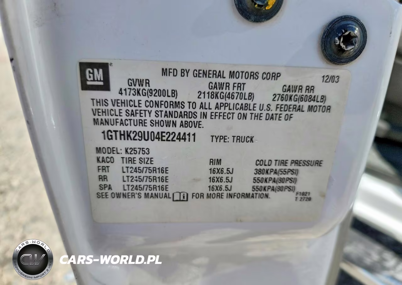 2004 GMC Sierra K2500 Heavy Duty VIN:1GTHK29U04E224411 - 13