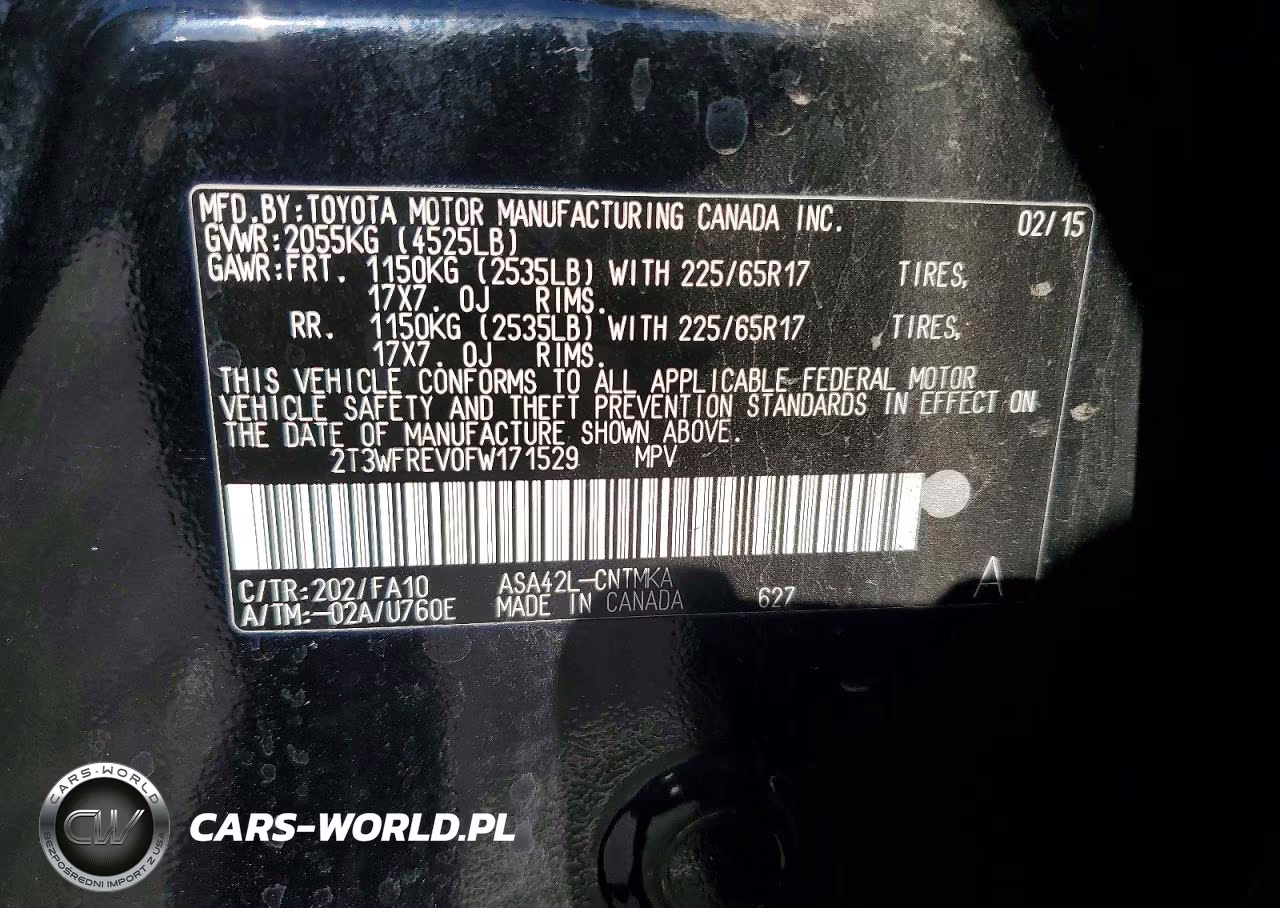 2015 Toyota Rav4 Xle VIN:2T3WFREV0FW171529 - 12