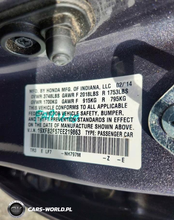 2014 Honda Civic Lx VIN:19XFB2F57EE219863 - 13