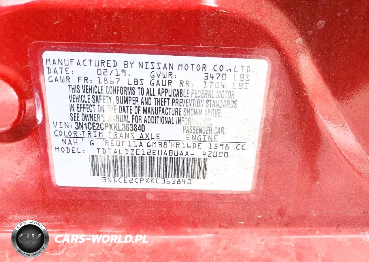 2019 Nissan Versa Note Sv VIN:3N1CE2CPXKL363840 - 14