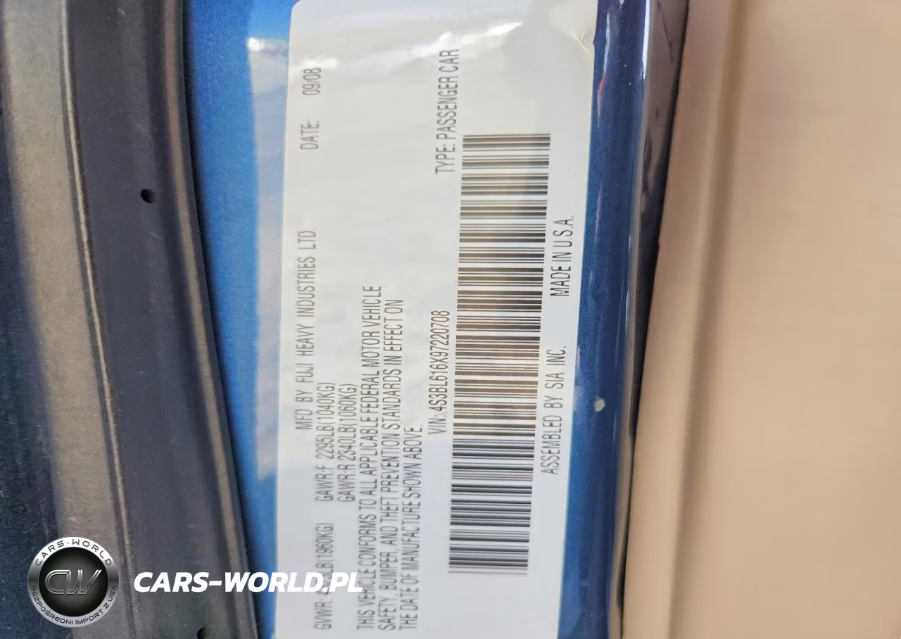 2009 Subaru Legacy 2.5I VIN:4S3BL616X97220708 - 12