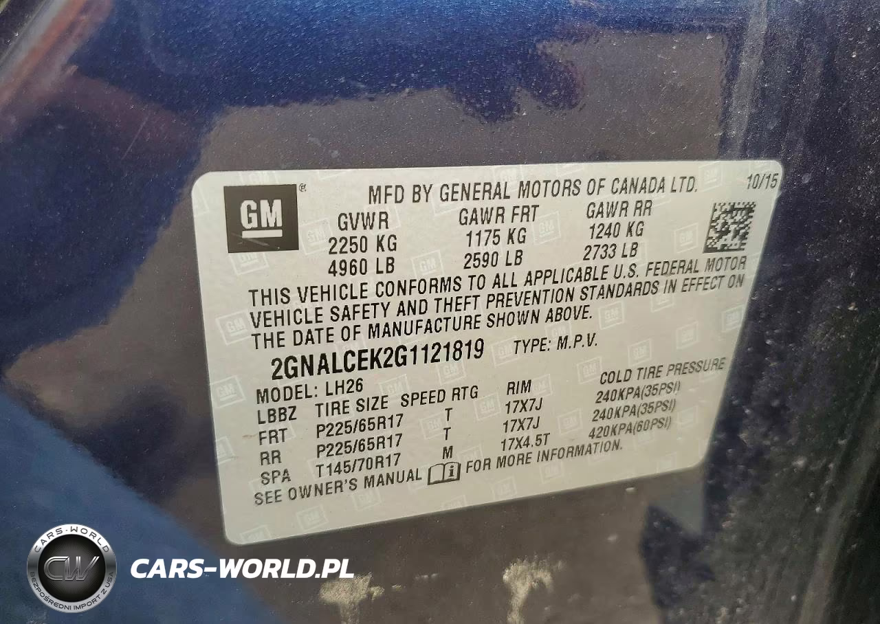 2016 Chevrolet Equinox Lt VIN:2GNALCEK2G1121819 - 13