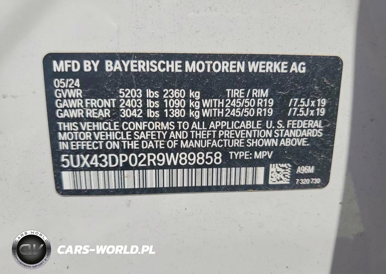 2024 BMW X3 Sdrive30I VIN:5UX43DP02R9W89858 - 13
