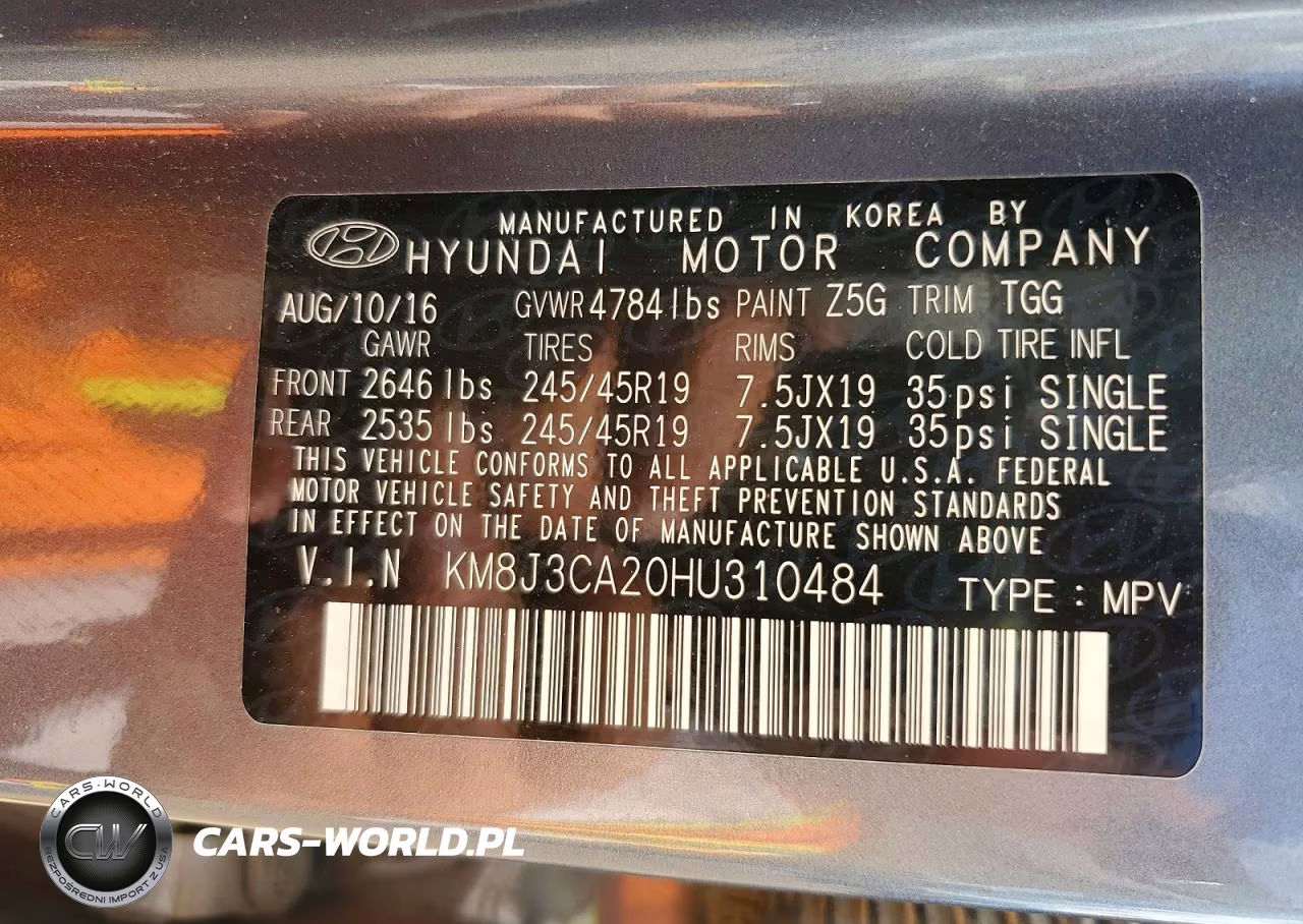 2017 Hyundai Tucson Sport VIN:KM8J3CA20HU310484 - 13