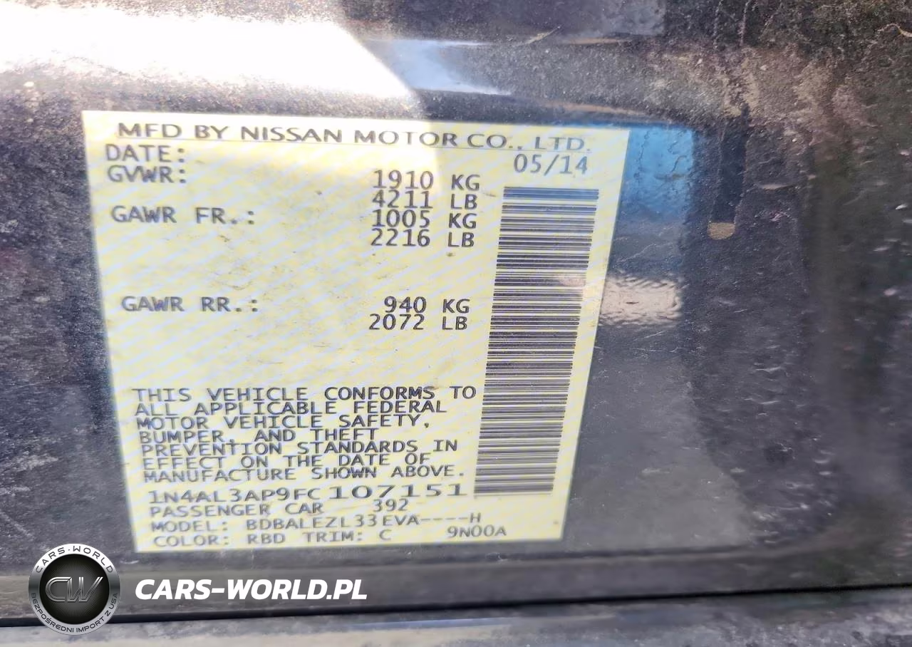 2015 Nissan Altima 2.5 S VIN:1N4AL3AP9FC107151 - 12