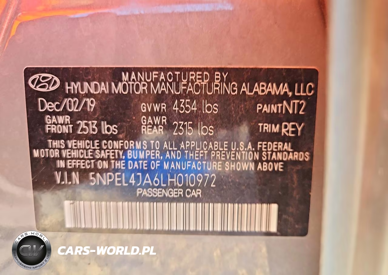 2020 Hyundai Sonata Sel VIN:5NPEL4JA6LH010972 - 12