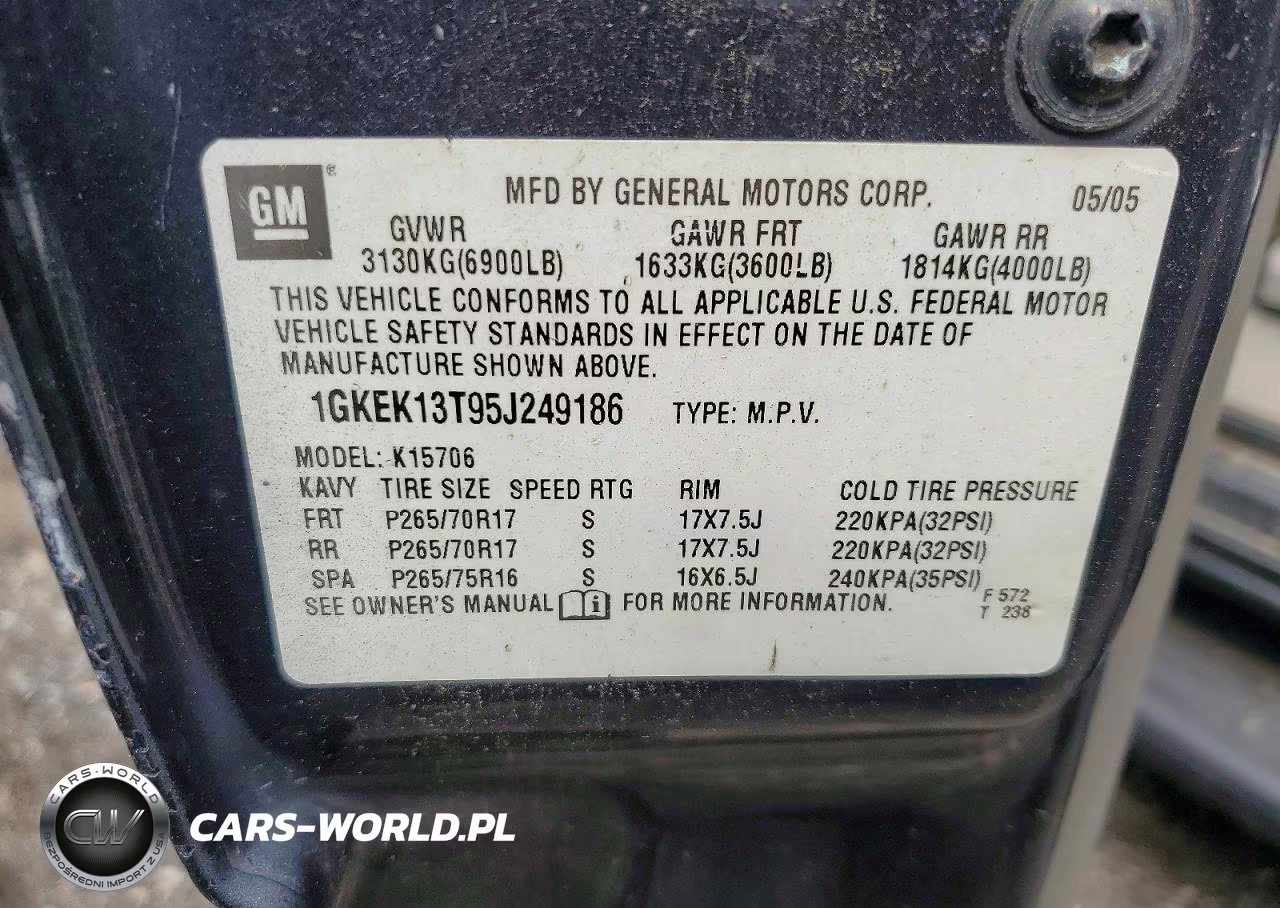 2005 GMC Yukon VIN:1GKEK13T95J249186 - 13