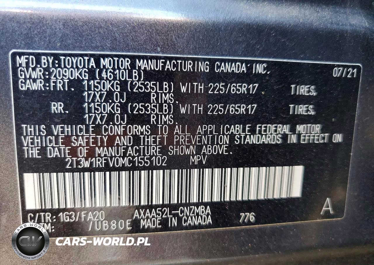 2021 Toyota Rav4 Xle VIN:2T3W1RFV0MC155102 - 14