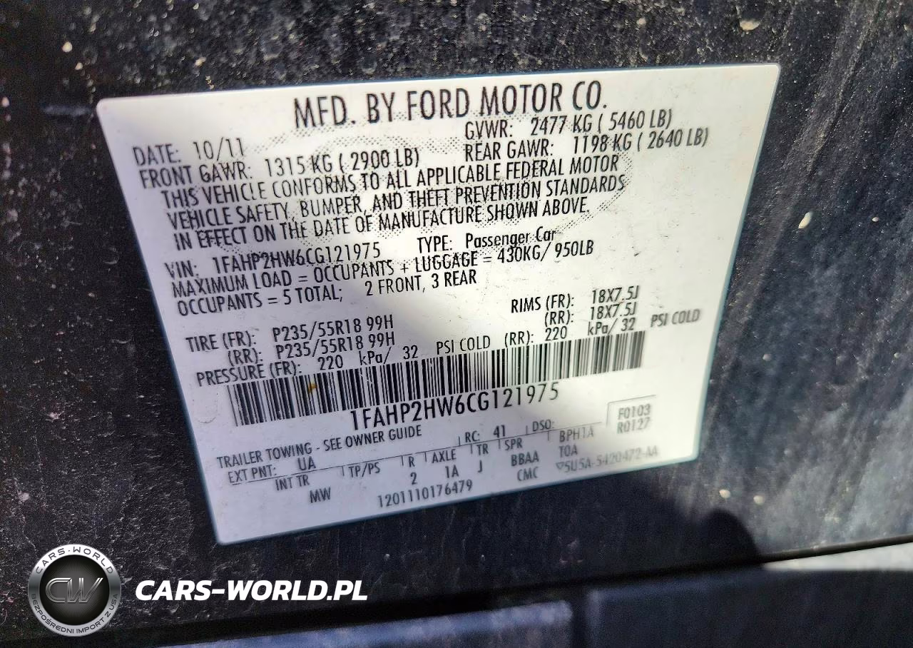 2012 Ford Taurus Sel VIN:1FAHP2HW6CG121975 - 13